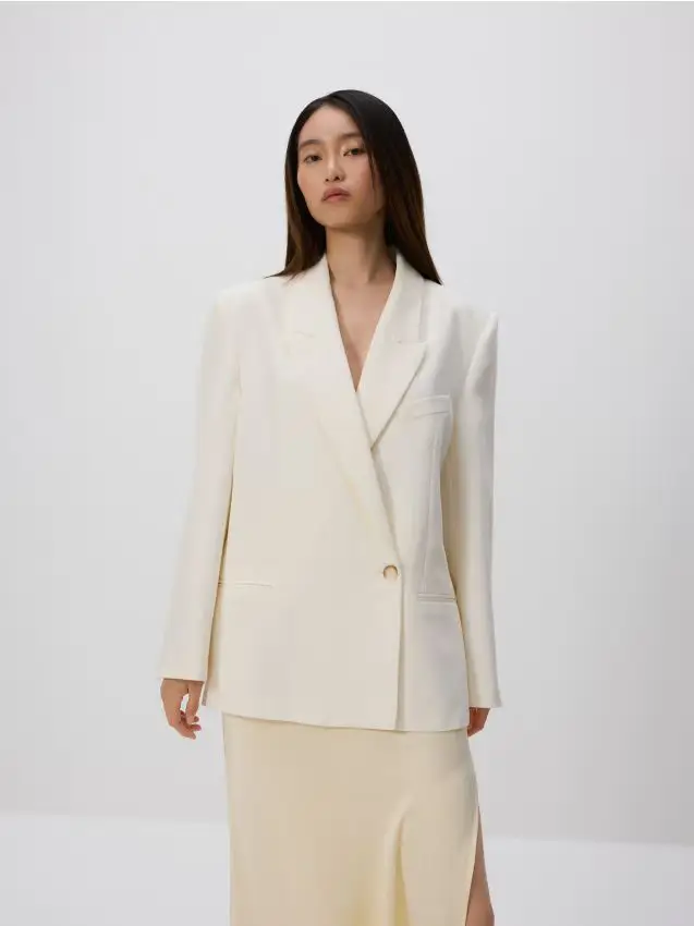 Blazer in misto viscosa - panna