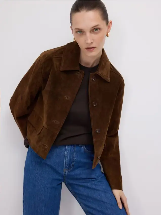 Blazer in pelle - marrone dorato