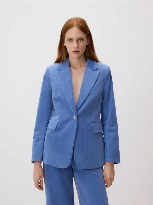 Blazer in velluto - azzurro