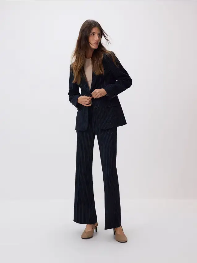 Blazer monopetto in misto viscosa - blu scuro