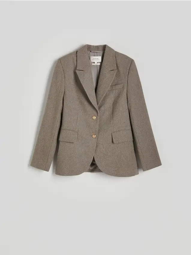Blazer monopetto misto lana - beige