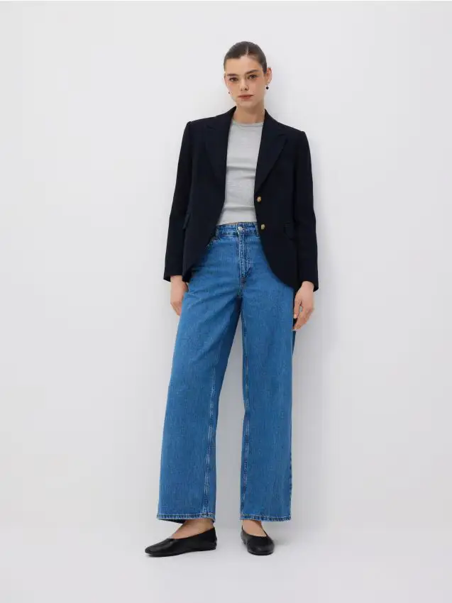 Blazer monopetto misto lana - blu scuro