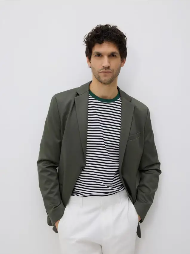 Blazer slim fit - verde oliva chiaro