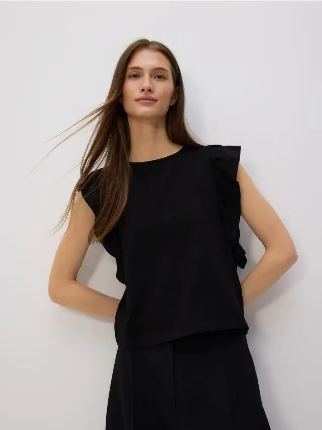 Blusa a balze - nero