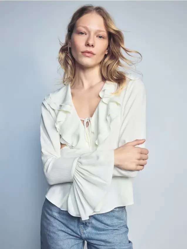 Blusa a balze - panna