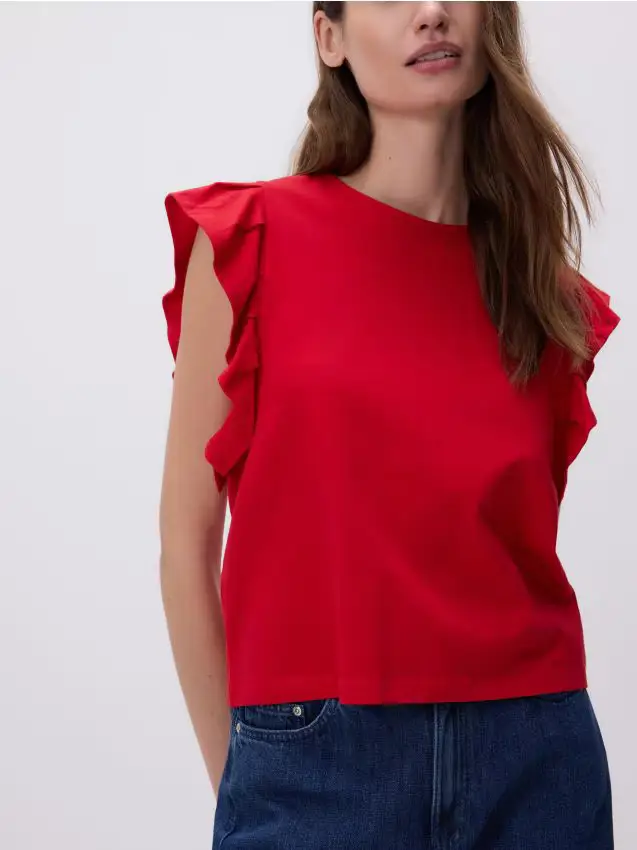 Blusa a balze - rosso
