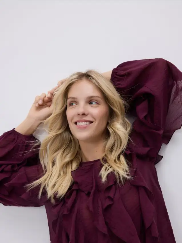 Blusa a balze - viola scuro