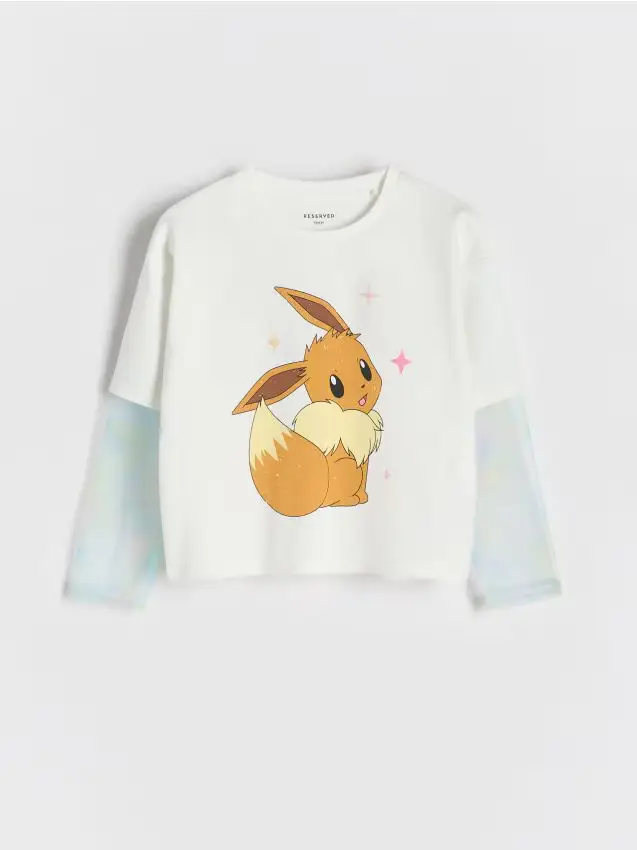 Blusa a pannelli Pokemon - panna