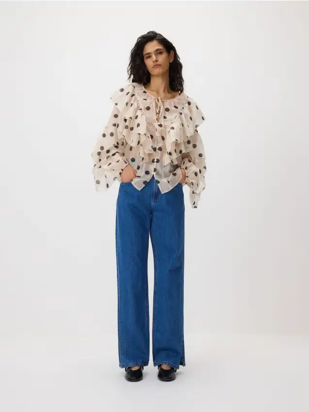 Blusa a pois - panna