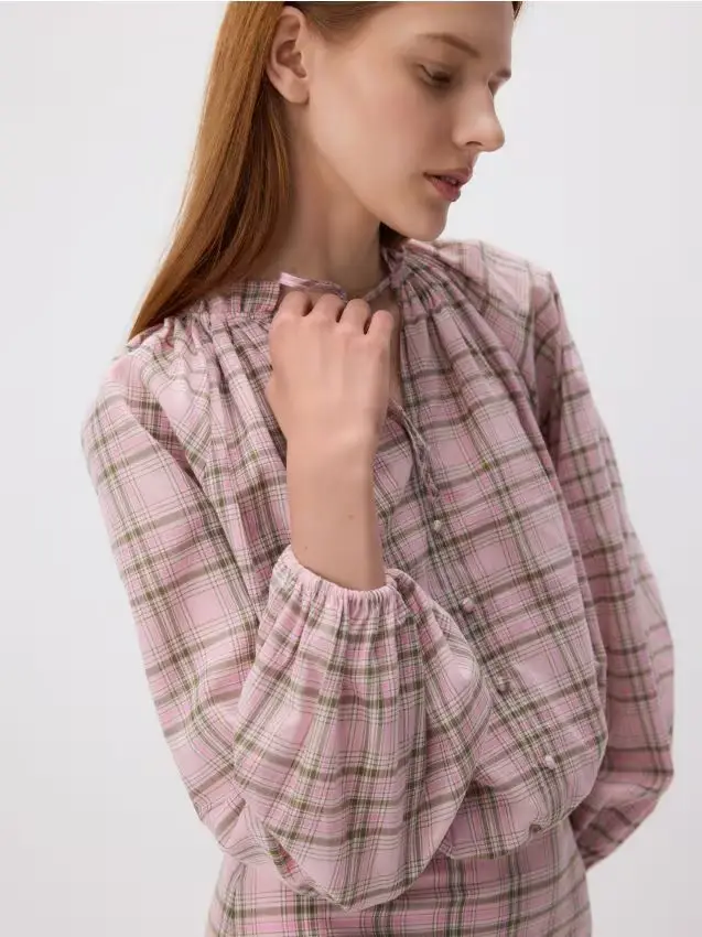 Blusa a quadri - rosa pastello