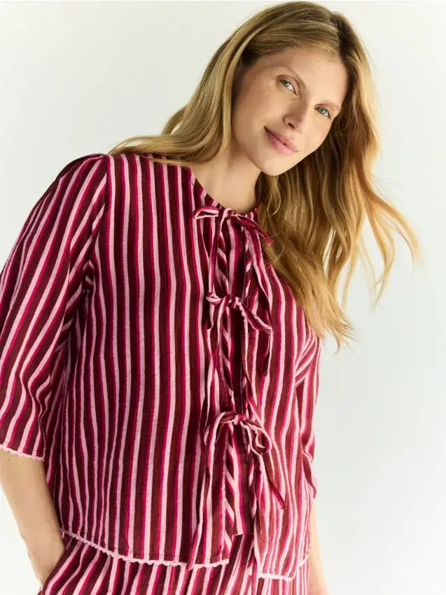 Blusa a righe - rosso