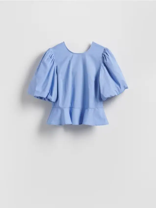 Blusa allacciata sulla schiena - azzurro