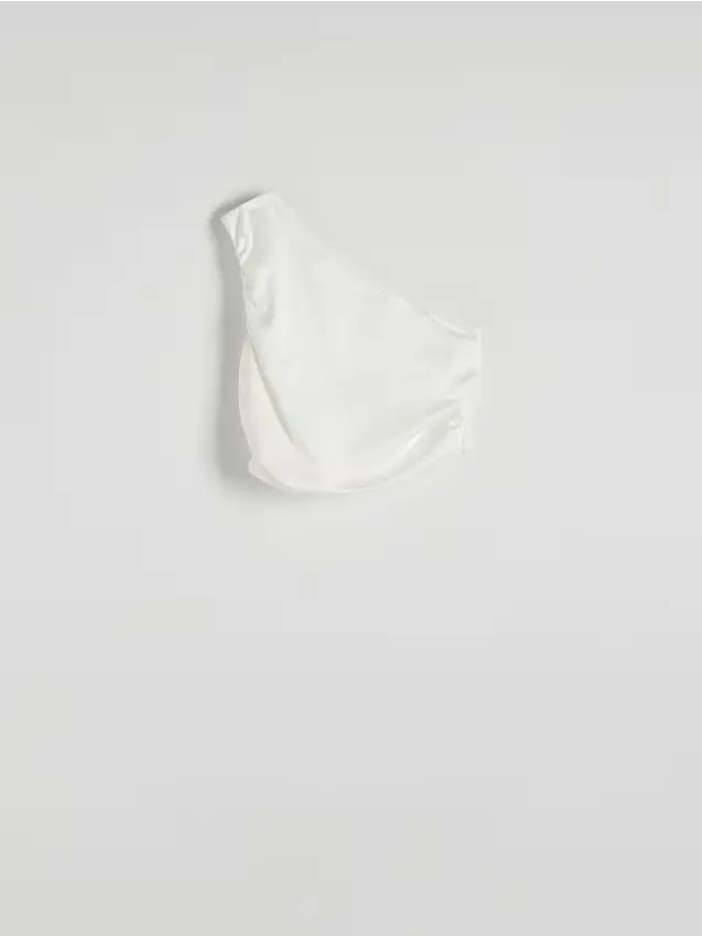 Blusa asimmetrica con dettaglio drappeggiato - bianco