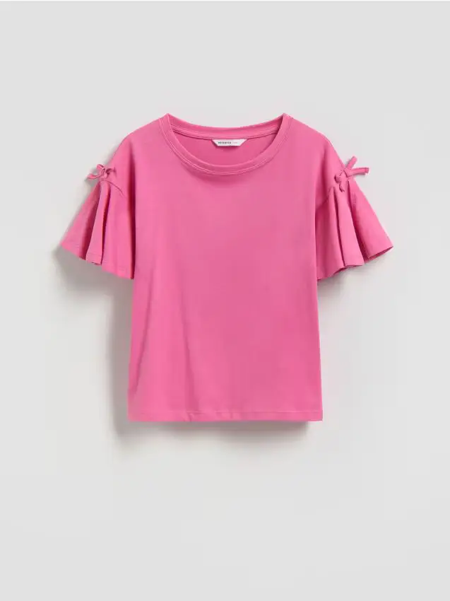 Blusa con balza - fucsia