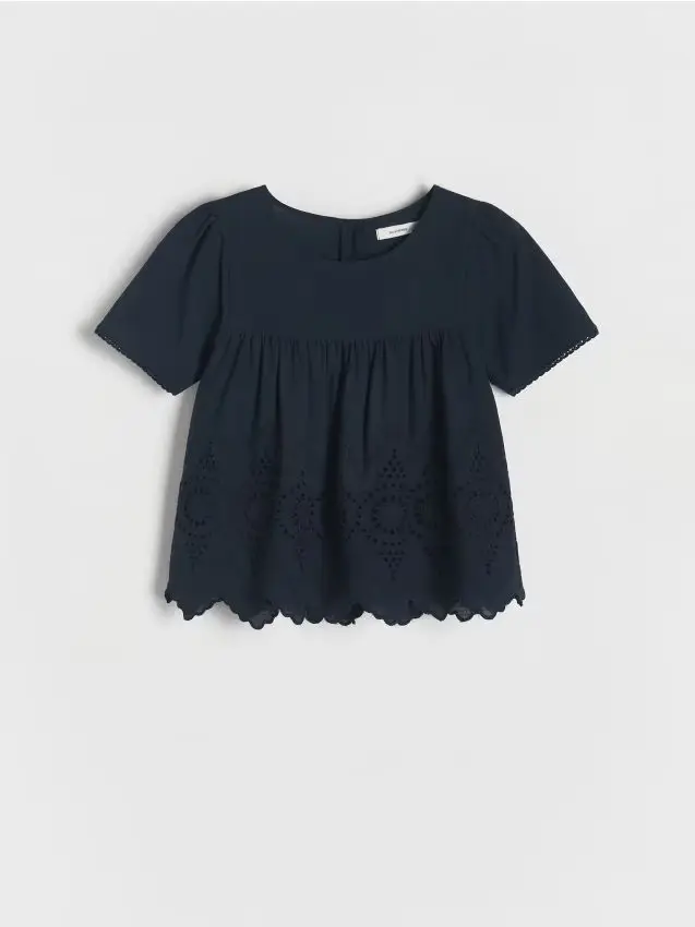 Blusa con base traforata - blu scuro