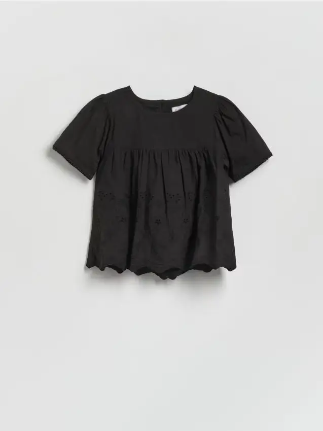 Blusa con base traforata - nero