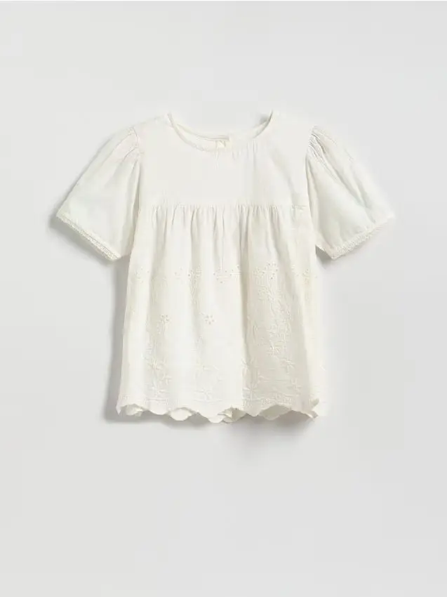 Blusa con base traforata - panna