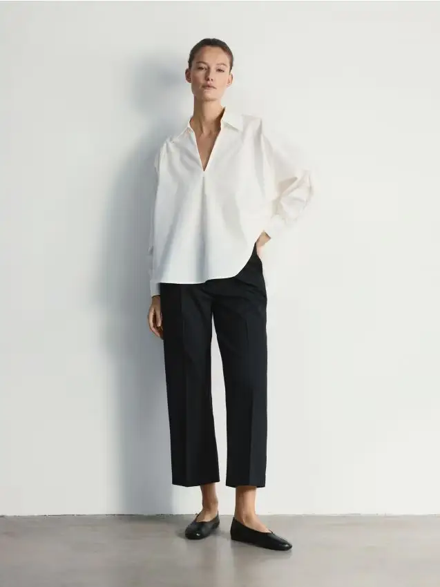 Blusa con colletto - bianco