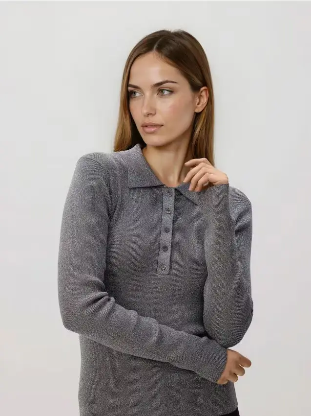 Blusa con colletto - grigio scuro