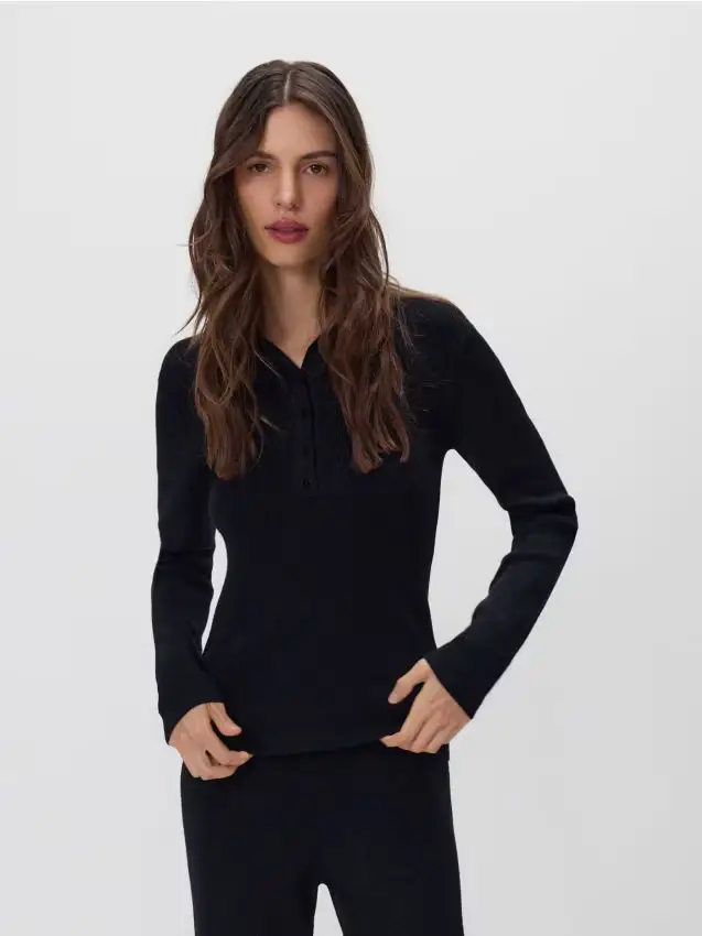 Blusa con colletto - nero