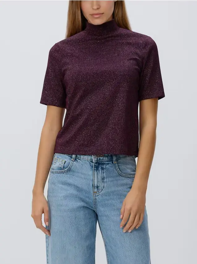 Blusa con filato metallizzato - viola scuro