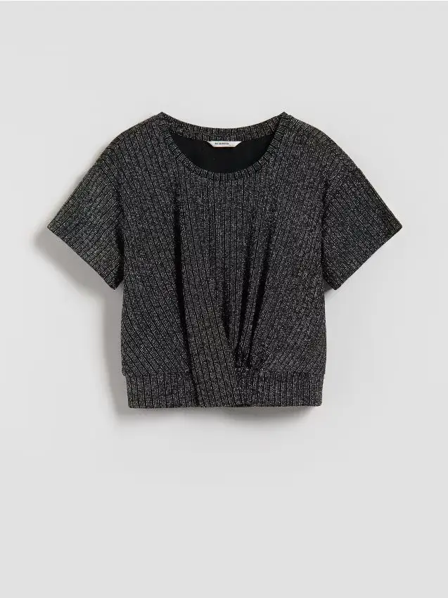 Blusa con filo metallico - nero