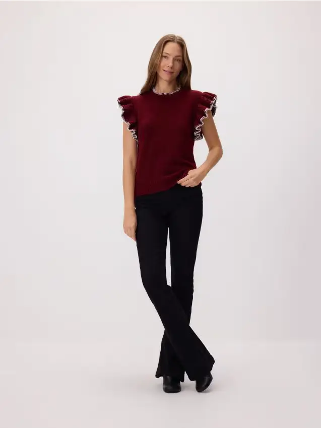 Blusa con finiture a contrasto - bordeaux