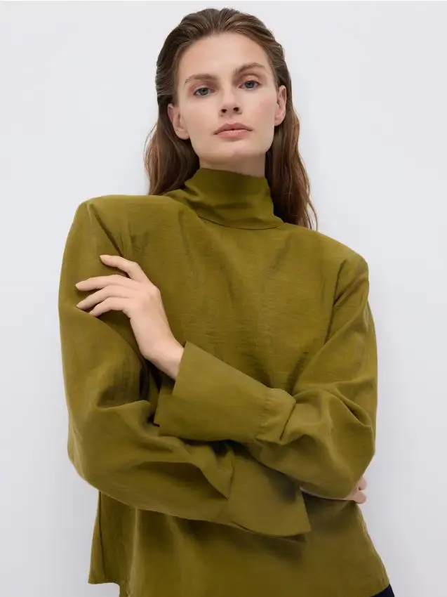 Blusa con fiocco - verde oliva chiaro