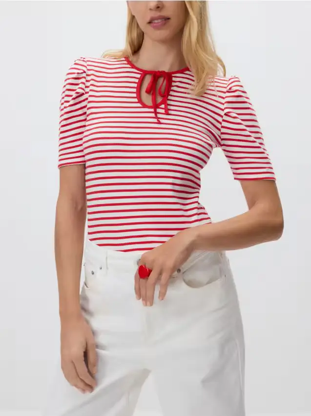 Blusa con maniche a palloncino - rosso