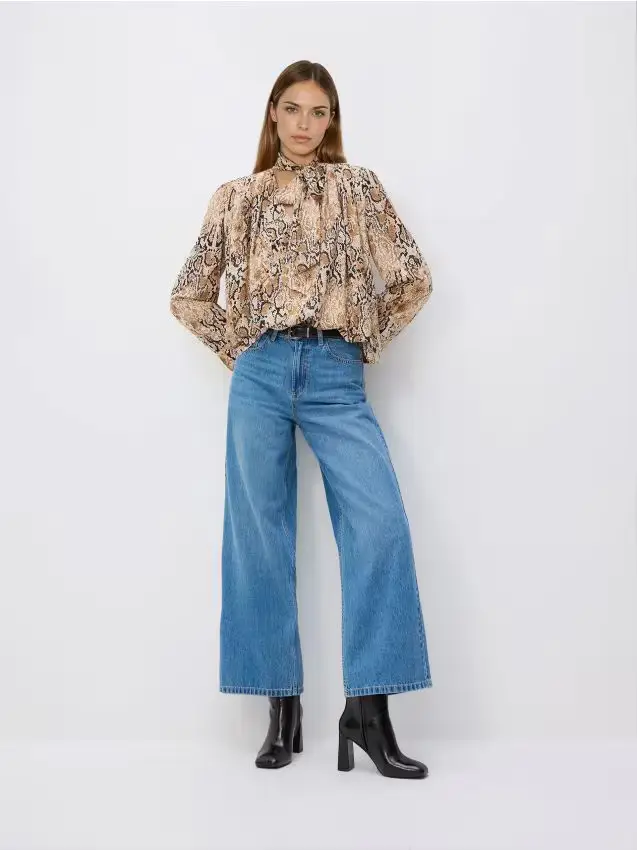 Blusa con motivo animalier - multicolore