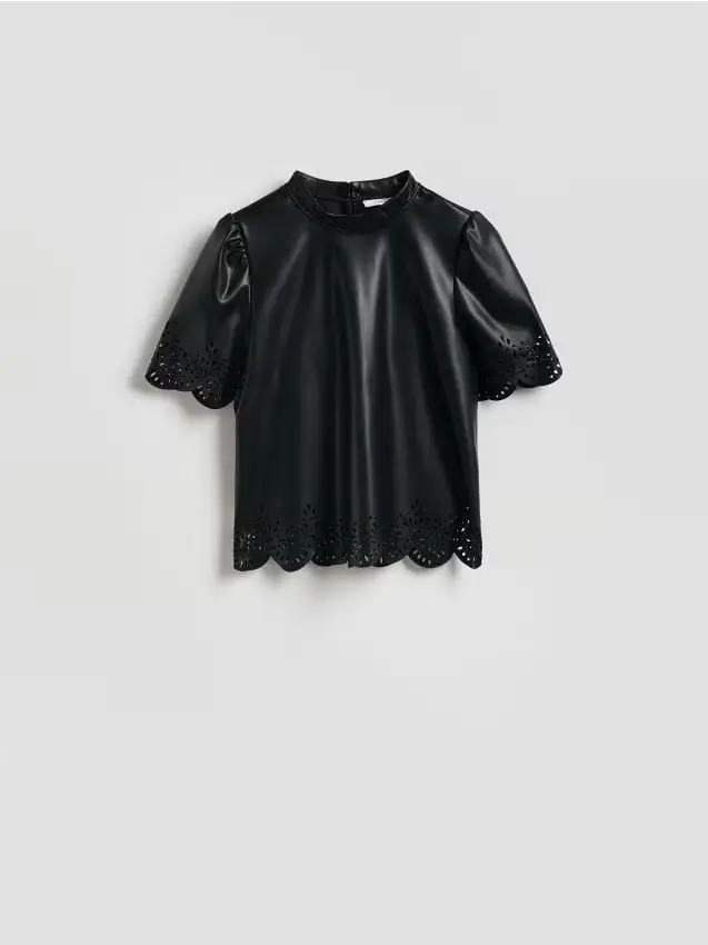 Blusa con motivo traforato - nero