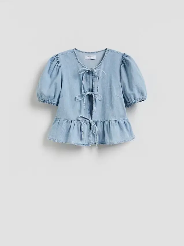 Blusa con nodo - blu