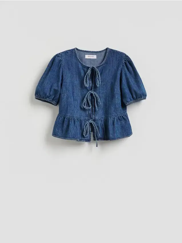 Blusa con nodo - blu
