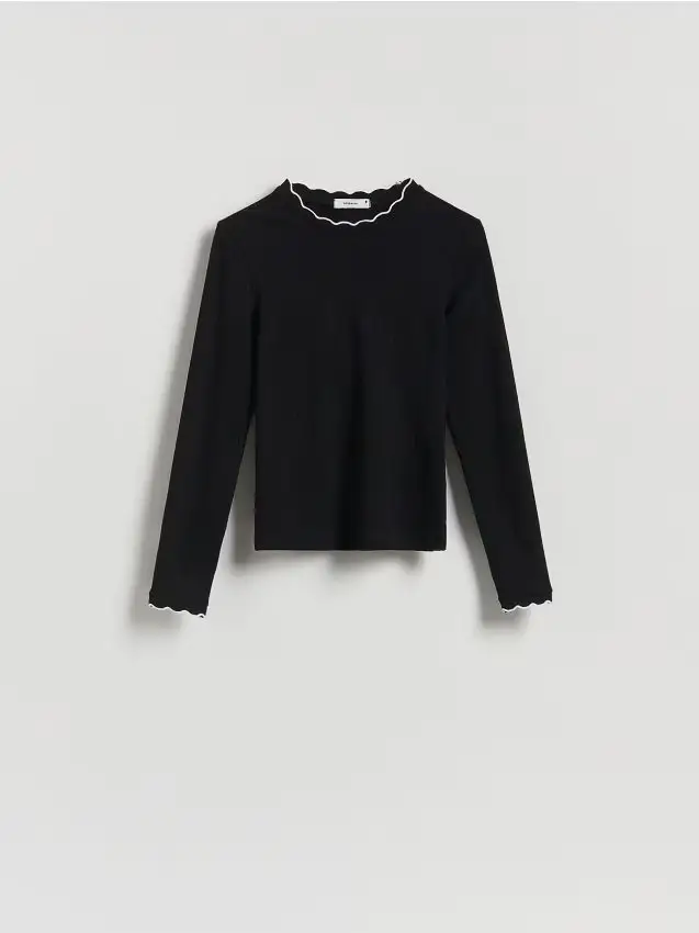 Blusa con piping a contrasto - nero