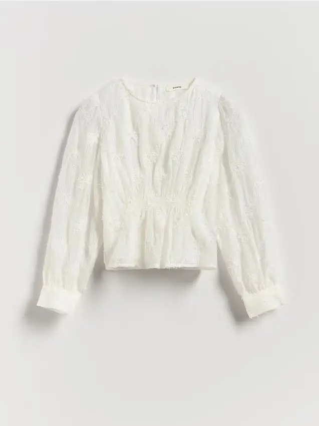 Blusa con ricamo - panna