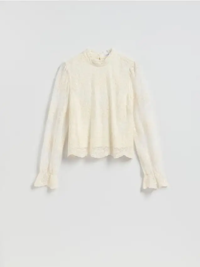Blusa con ricamo - panna