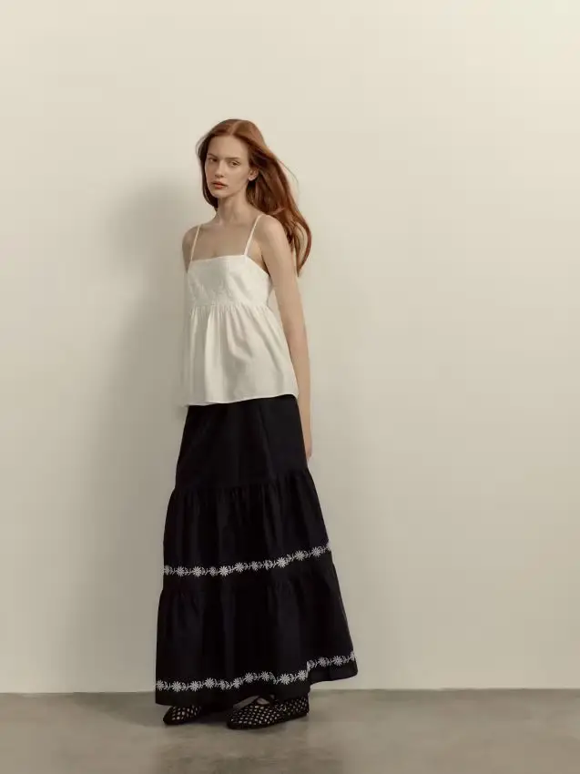 Blusa con spalline in lino - bianco