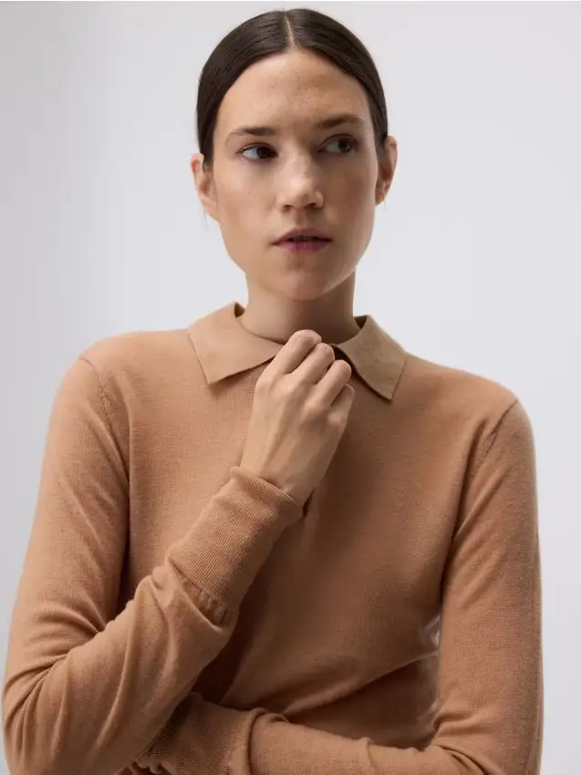 Blusa di lana - marrone dorato