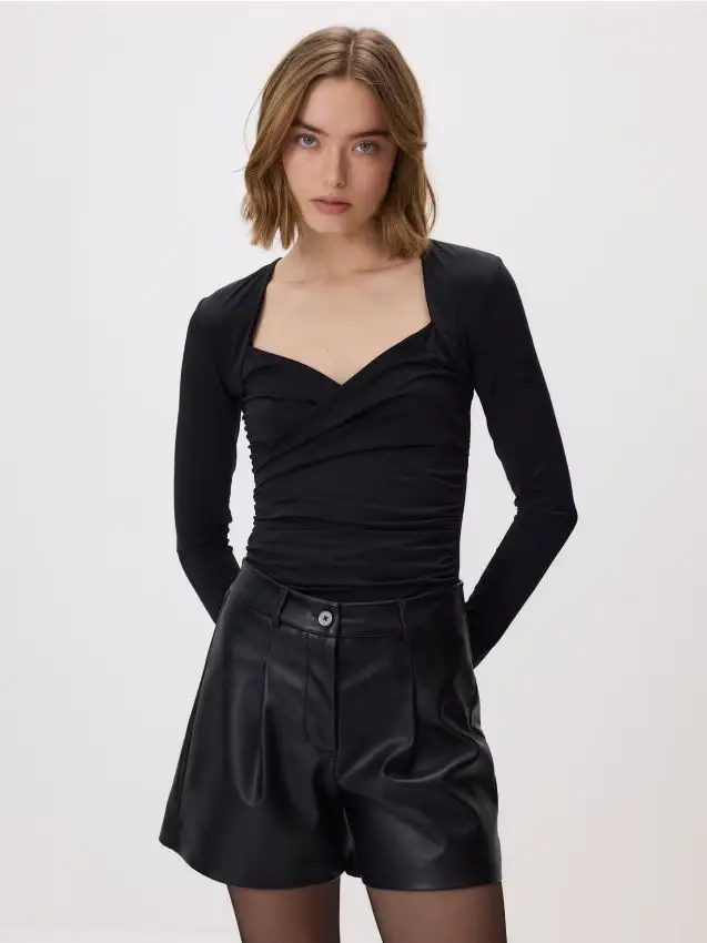 Blusa drappeggiata - nero