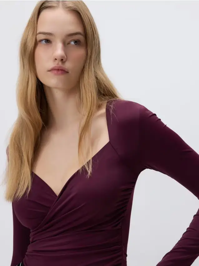 Blusa drappeggiata - viola scuro