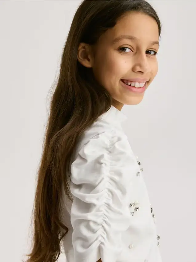 Blusa elegante in viscosa - panna