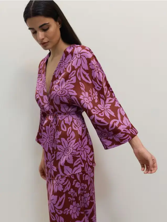 Blusa fantasia con laccetto - multicolore