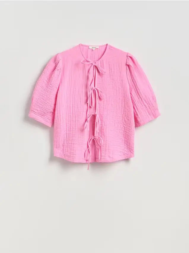 Blusa fantasia con laccetto - rosa
