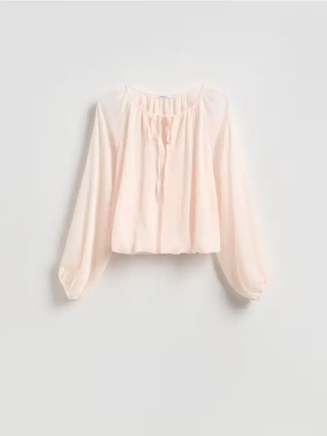 Blusa fantasia con laccetto - rosa pastello