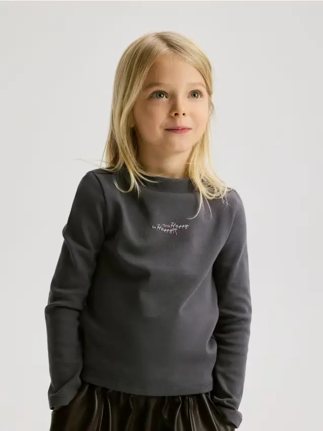 Blusa in cotone con ricamo - grigio scuro