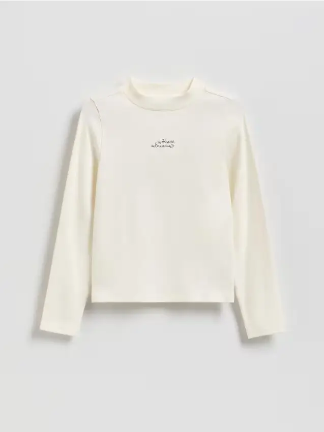 Blusa in cotone con ricamo - panna