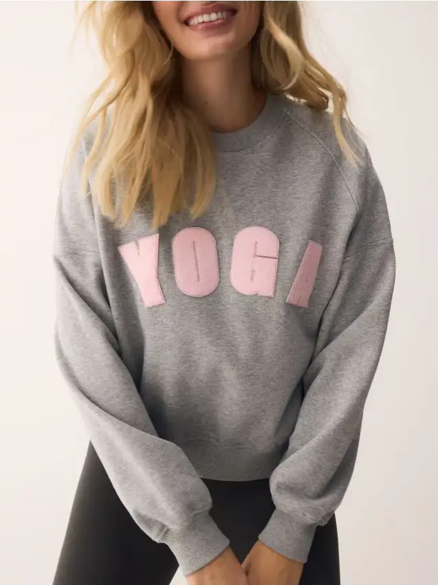 Blusa in cotone con stampa - grigio chiaro