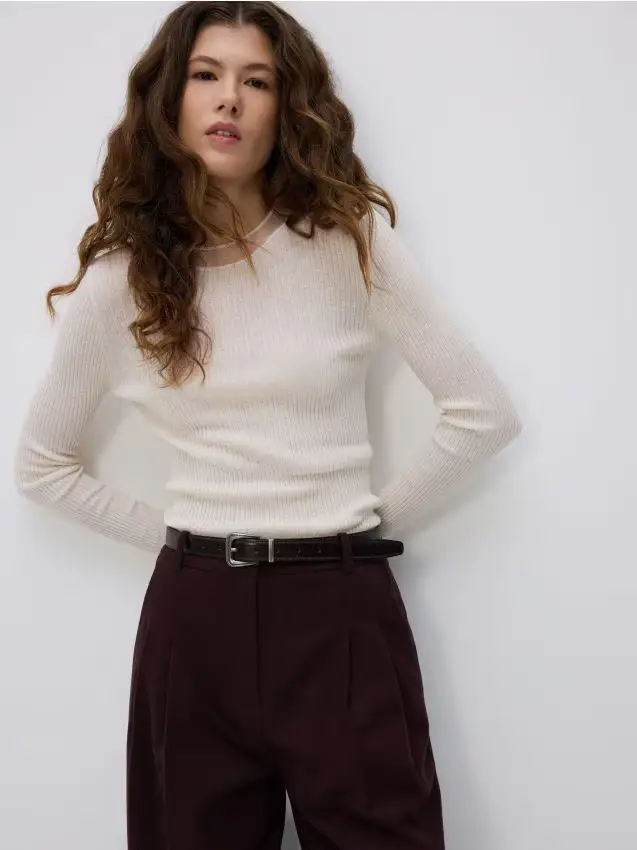 Blusa in jersey misto seta - panna