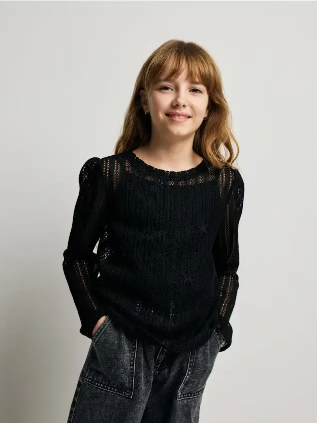 Blusa in maglia con top - nero