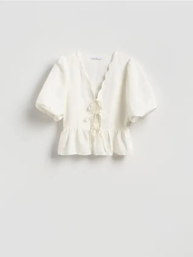 Blusa in misto lino - bianco